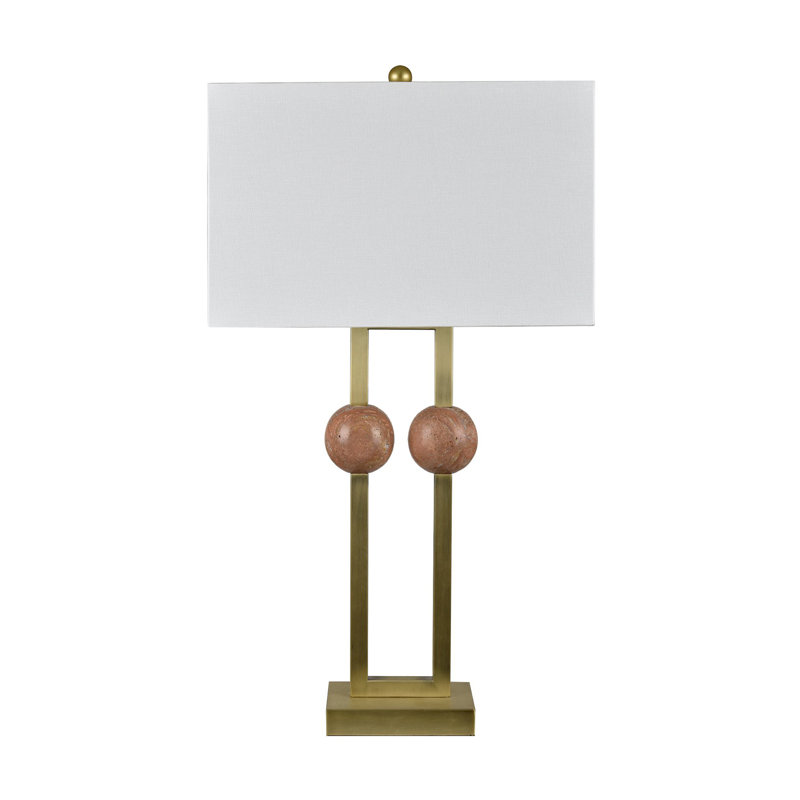 29" Metal Table Lamp With White Shade