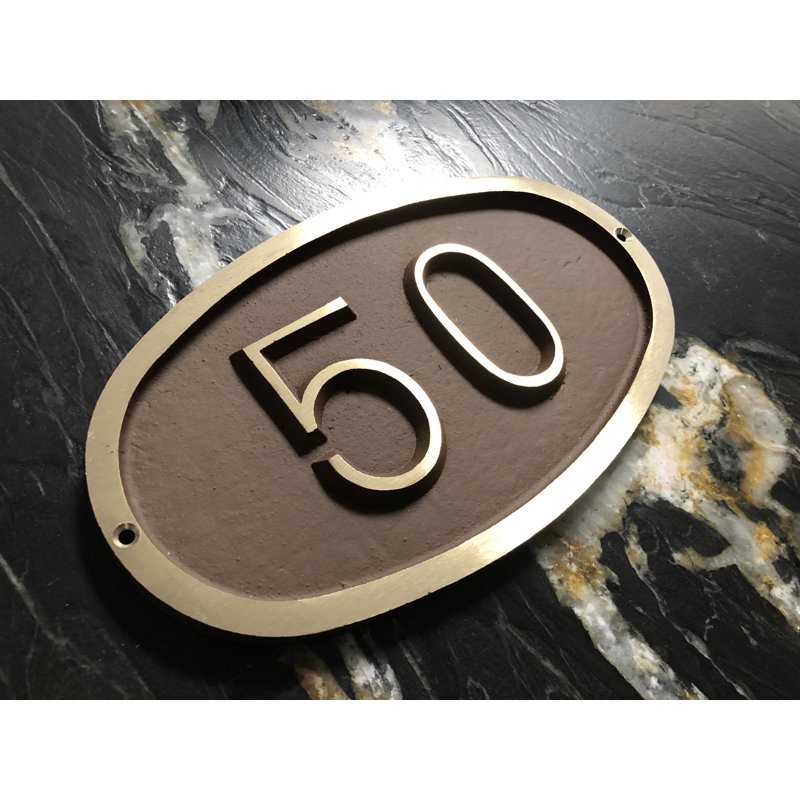 Plaque d’adresse murale sur 1 ligne bold, Brun
