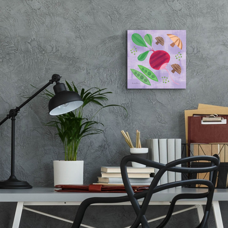Art mural en verre épique «Veggie Time 3» par Farida Zaman, 12 po x 12 po