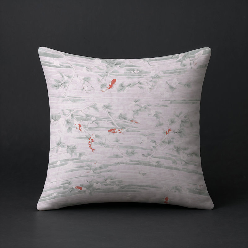 Coussin décoratif intérieur et extérieur Modern, Beige / floral 3, Carré 16 po