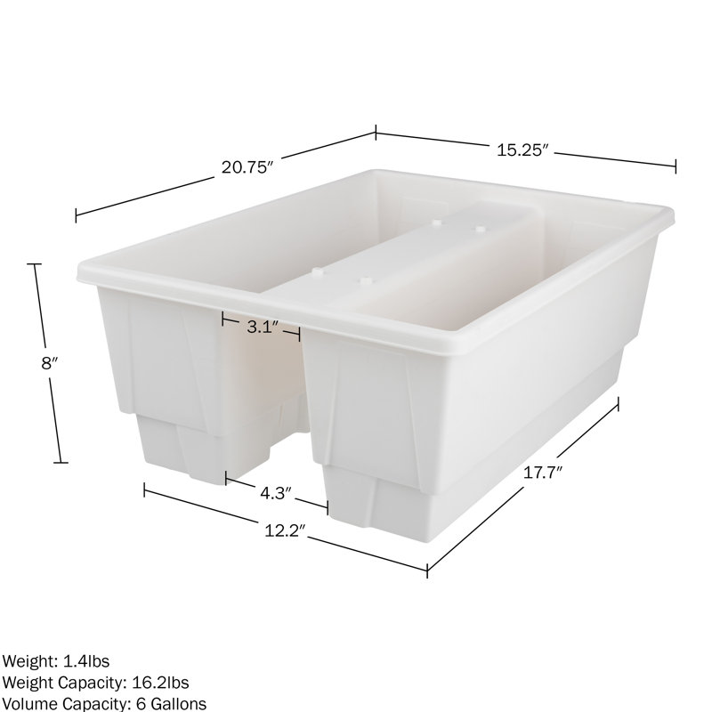 Railing Planter Box 2-Pack - 20.75-Inch Flower Boxes with Removable Drainage Inserts - 6-Gallon Outdoor Planters for Porch, Deck, or Balcony Decor, Fits Rail 3” - 4” by Pure Garden (White)