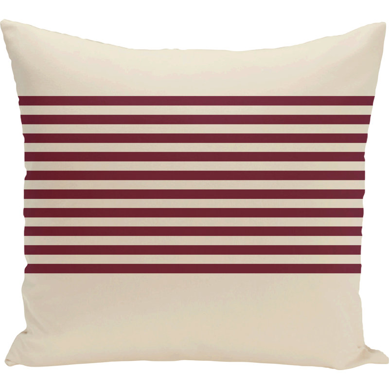 Striped Reversible Throw Pillow, 20" H x 20" W x 2" D, Ivory / Burgundy