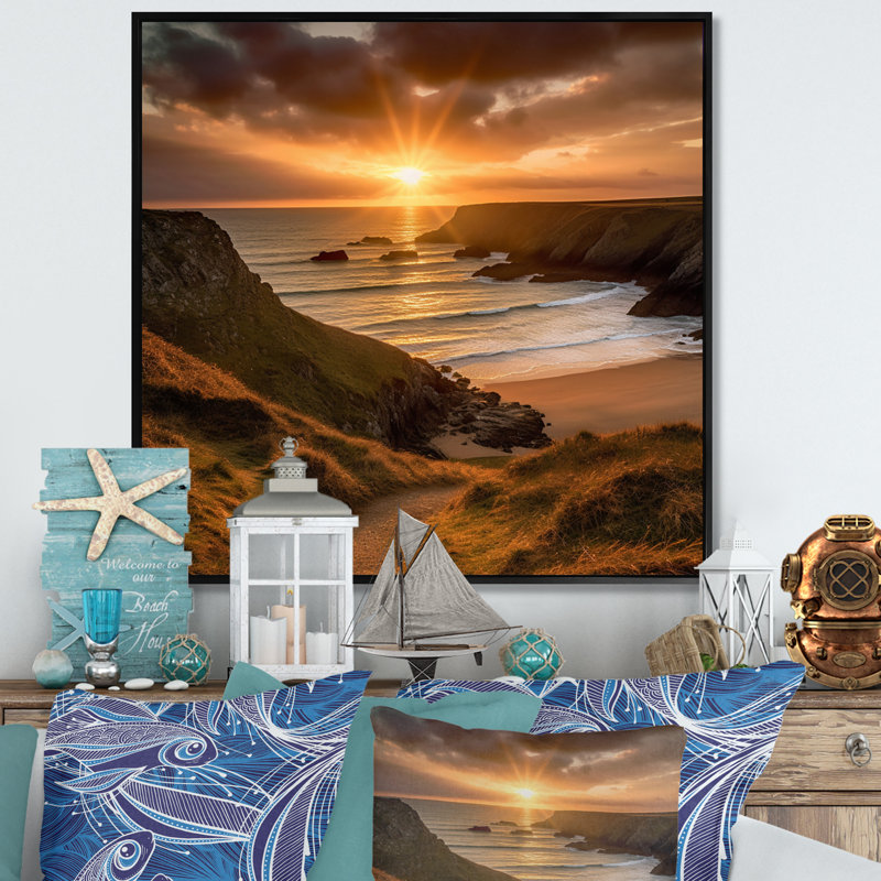 Sandy Sunset II, Black Floater Framed, 24" H x 24" W x 1" D