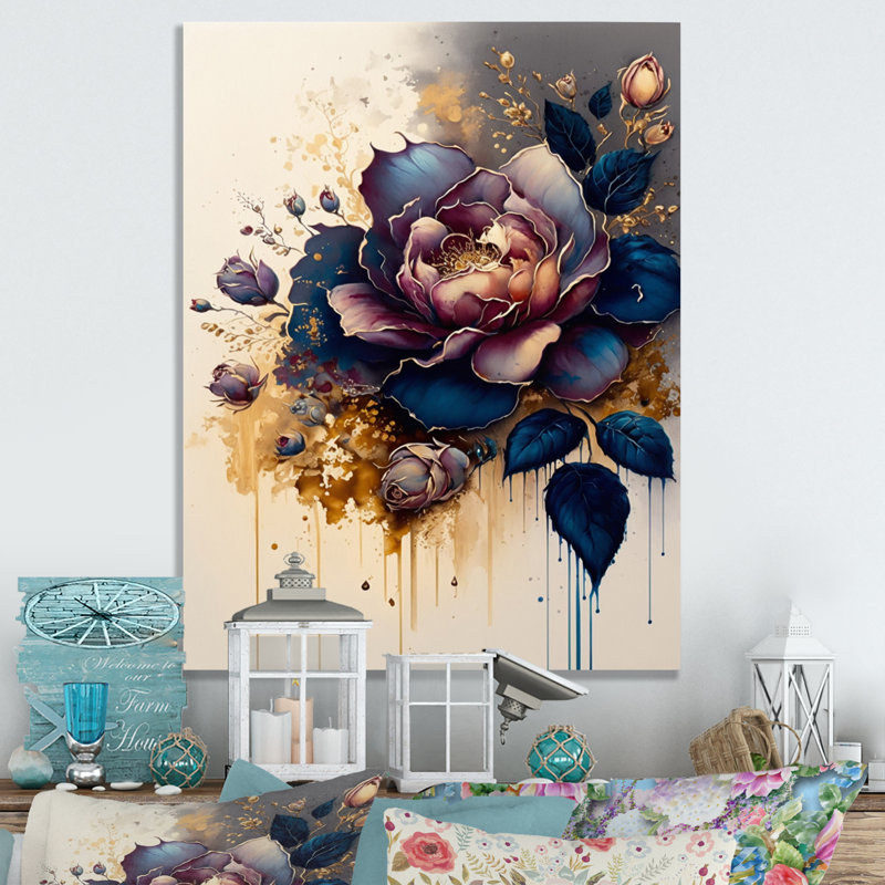 «Night Shade Rose Design II», reproduction sur toile, H 20 po x l 12 po x P 1 po, Toile tendue