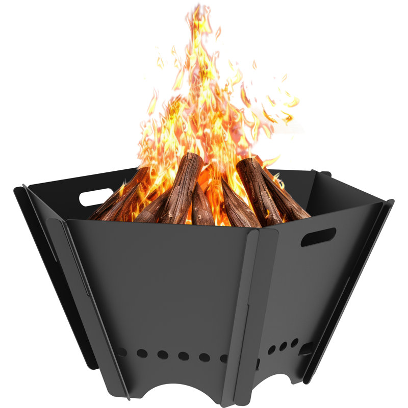 Portable Steel Fire Pit, 11" H x 19" W x 19" D