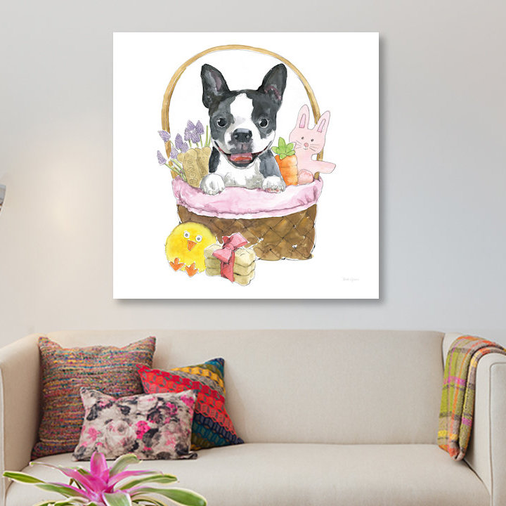 « pâques pup vii », reproduction d’impression sur toile, H 26 po x l 26 po x P 1,5 po, Toile tendue, Pas de tapis