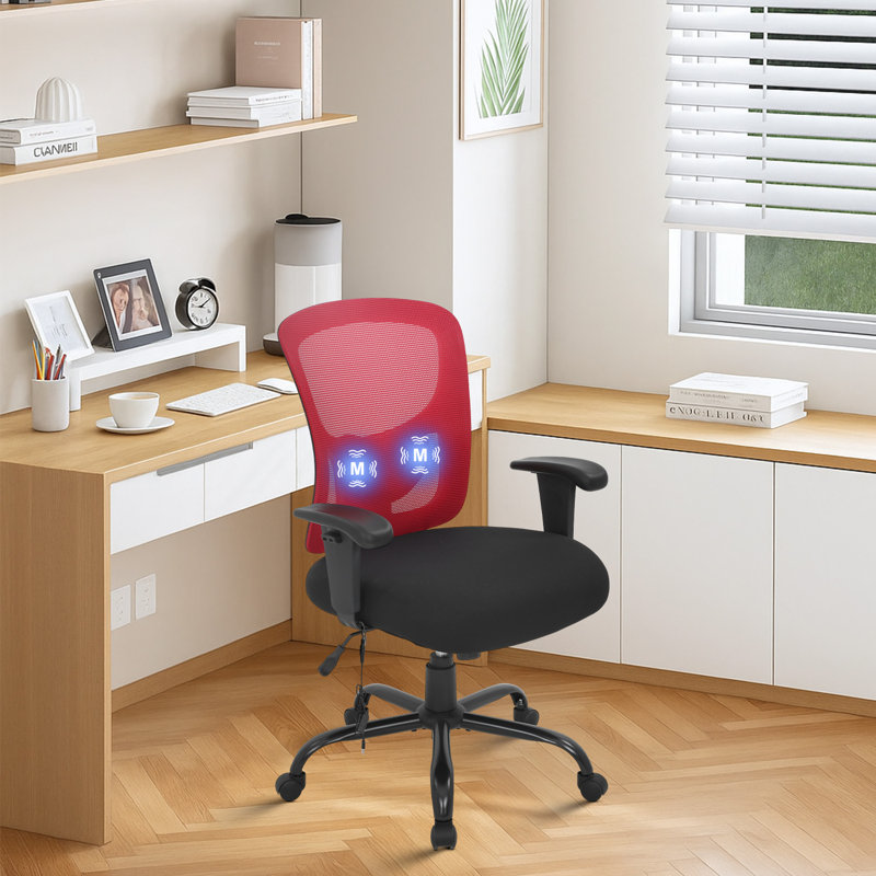 Heavy-Duty Office Chair 400Lbs Supportive Executive Task Chair Ergonomic Computer Chair Height Adjustable Desk Chair Cool Comfort & Customizable Fit Ergonomic Office Chair With Massage Breathable Mesh And Adjustable Arms For Home Office