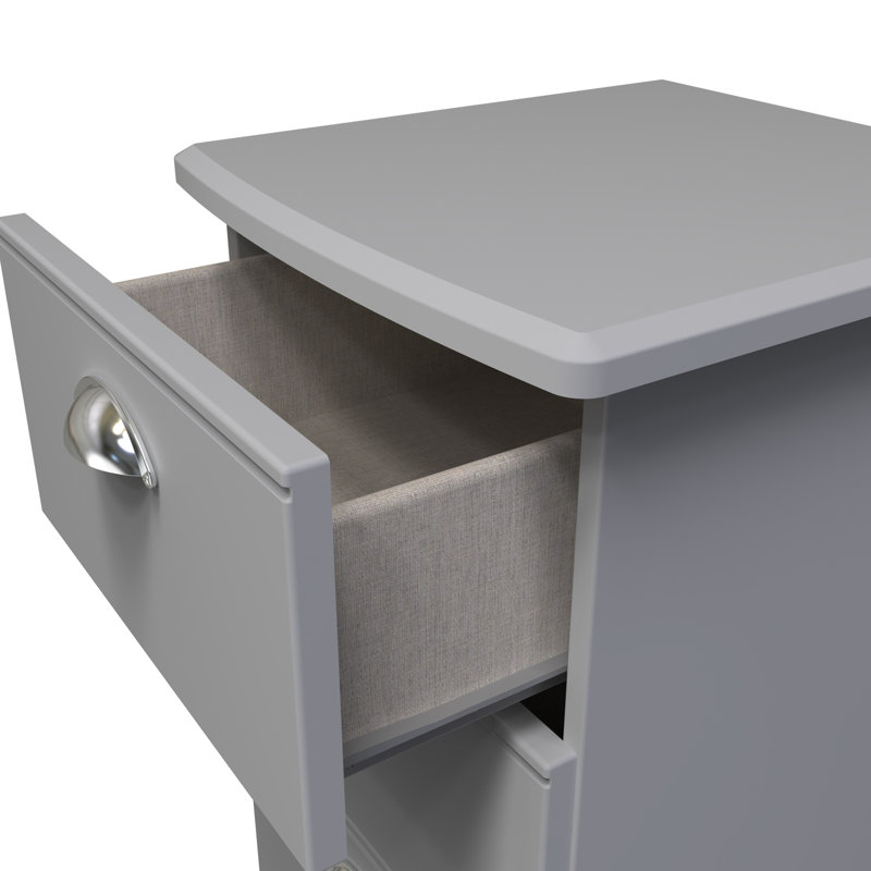Fully Assembled Murier 3 Drawer Bedside Table, Grey Matt