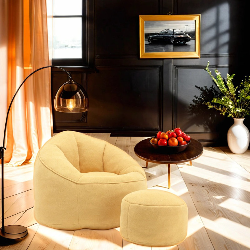 Fauteuil à billes en microfibre / microsuède, Microfibre / microsuède jaune