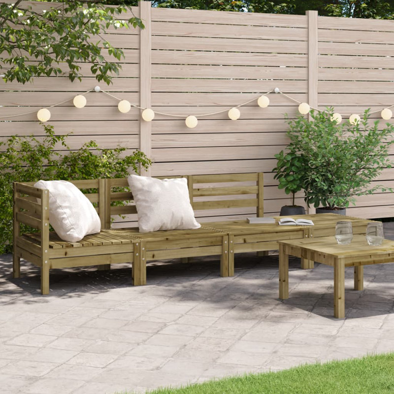 Lucian 254cm Wide Wood Patio Sofa, Dark Brown