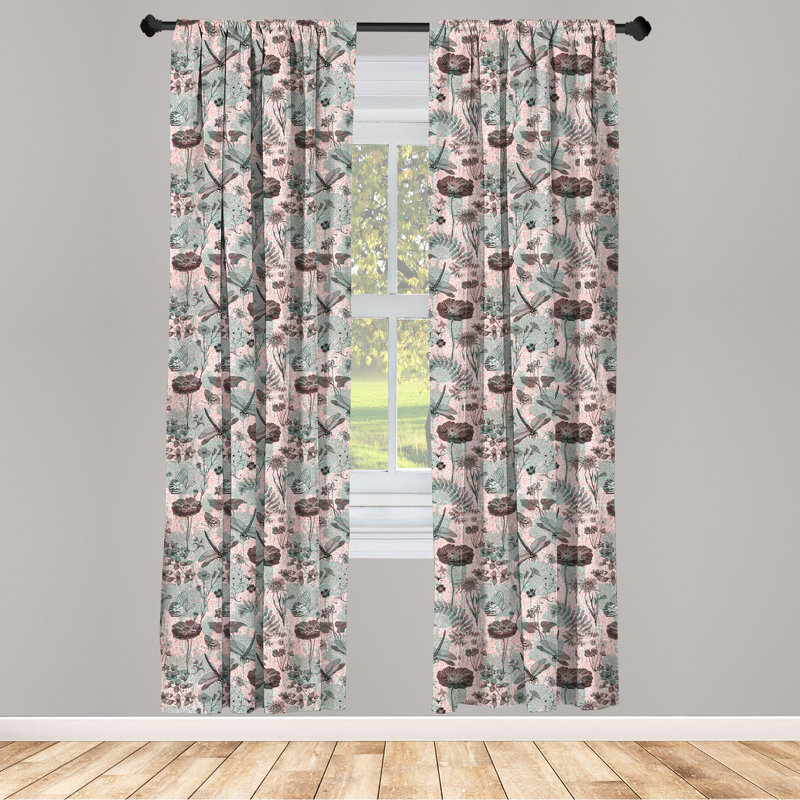 Floral Semi-Sheer Rod Pocket Curtain Panels, 28" x 95"