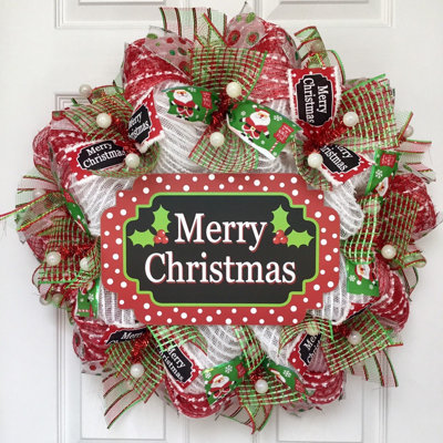 Merry Christmas Swiss Dot 24" Acrylic Wreath