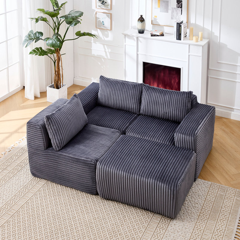 Canapé modulaire Contemporary, Velours côtelé gris foncé