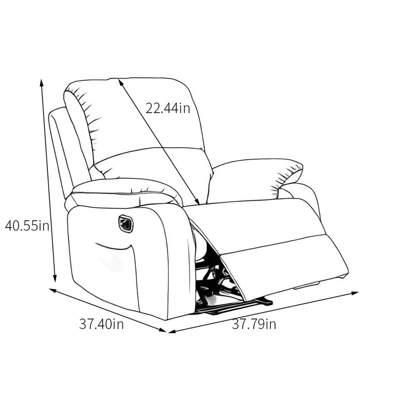 Fauteuil inclinable pivotant en similicuir Kundani, Noir