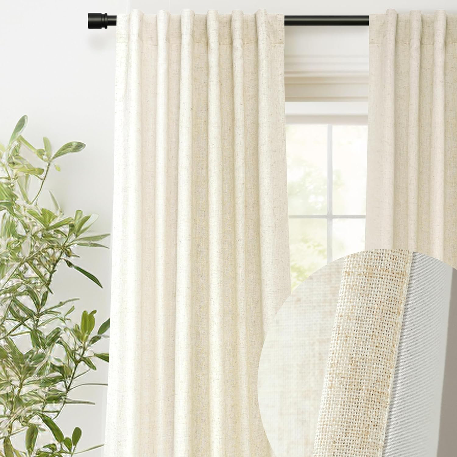 Canton Fair Linen Like Blackout Window Fabric deals Curtain