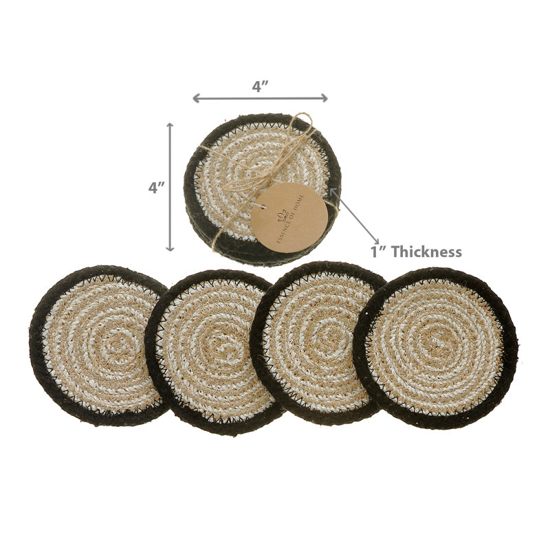 Ih Casadecor Bamboo Round 4 Piece Coaster Set
