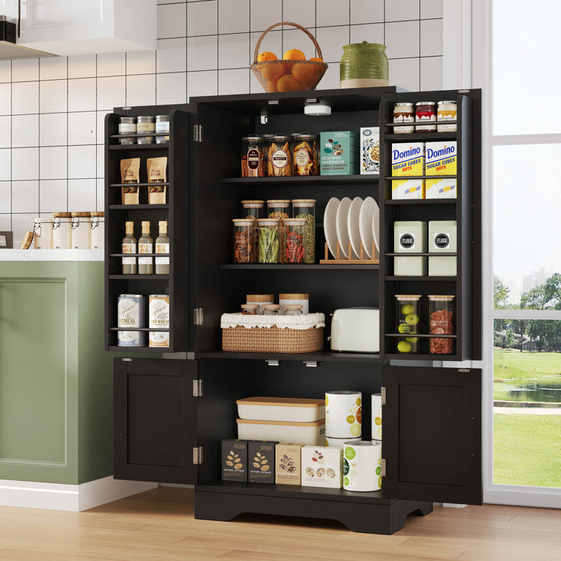 120cm Kitchen Pantry, Black