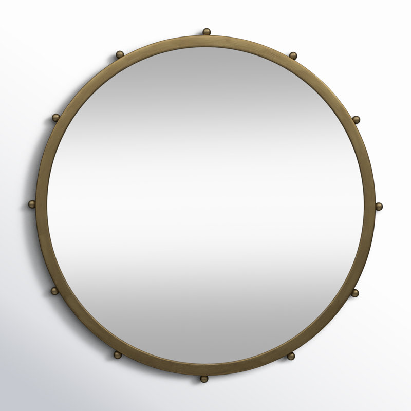Weston Metal Round Mirror, 25.2" x 25.2", Gold