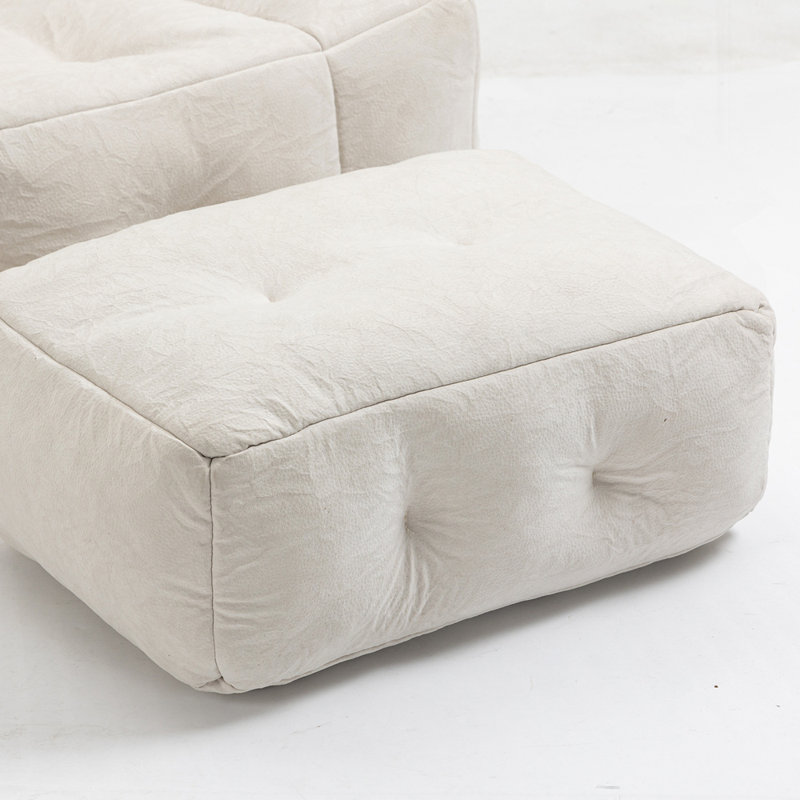 Fauteuil à billes Fluffy, Velours blanc