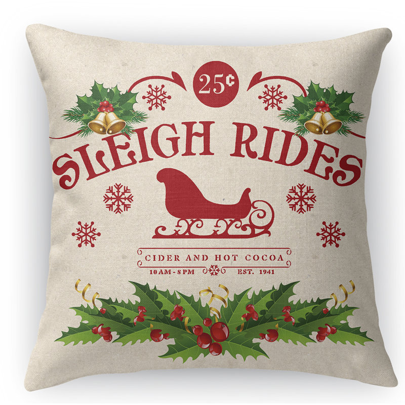 Coussin décoratif intérieur / extérieur Sleigh Ride, 16 po x 1 po, Carré