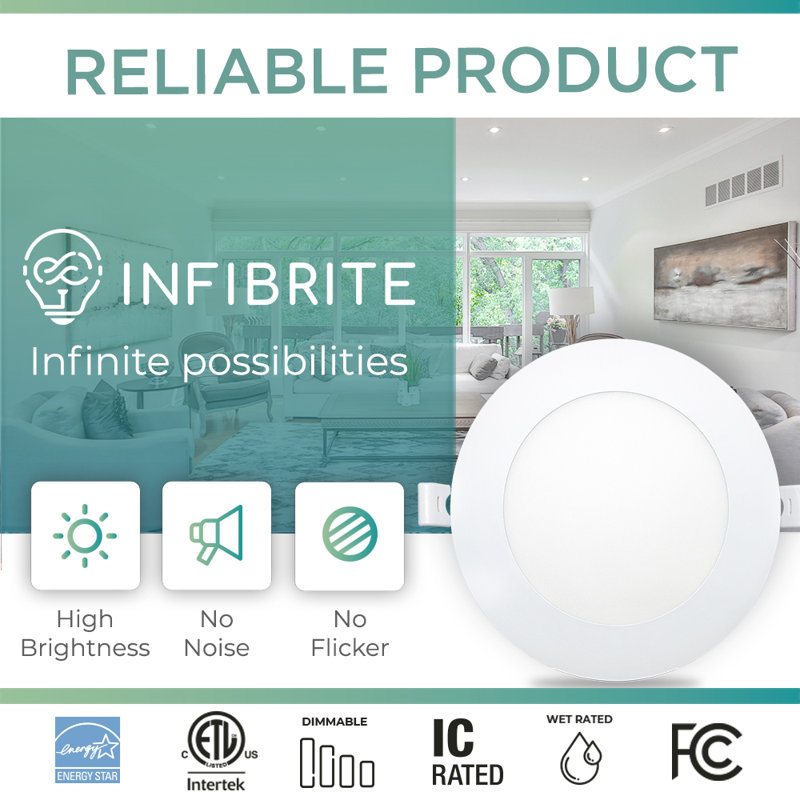 6" Slim Recessed LED, 12W, 3000K Warm White, Dimmable