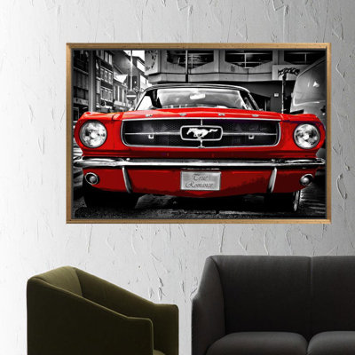 Ford Mustang Shelby Wall Art - Large Red Car Canvas for Home Decor & Wall Hanging