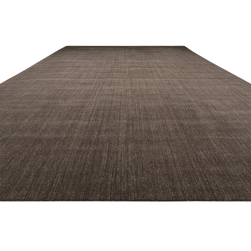 Textural Hand Knotted Wool Striped Area Rug, Rectangle 8' x 10'