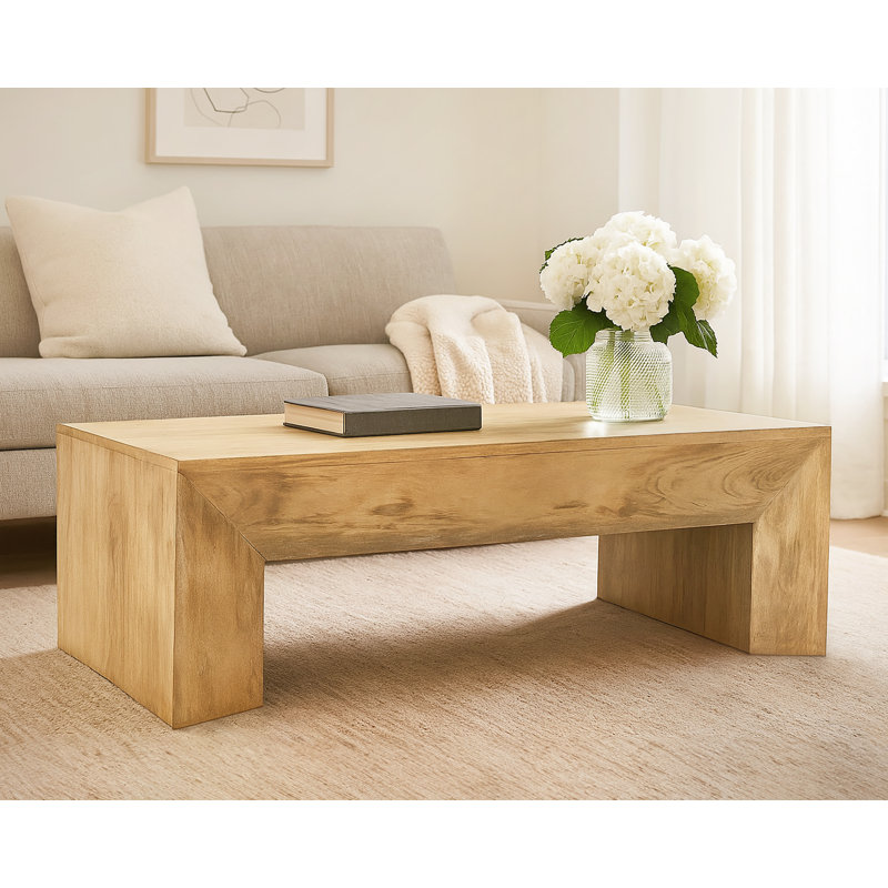 Table de cocktail Everette au fini naturel moderne sur bois de manguier massif