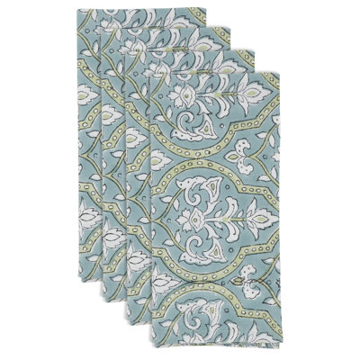 Serviettes décoratives en coton à motif ornemental (ensemble de 4) - Motif illustré pour manger et recevoir, 20 po x 20 po