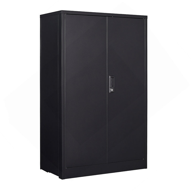 Metal Storage Cabinet With Locking Doors And Adjustable Shelf, Black