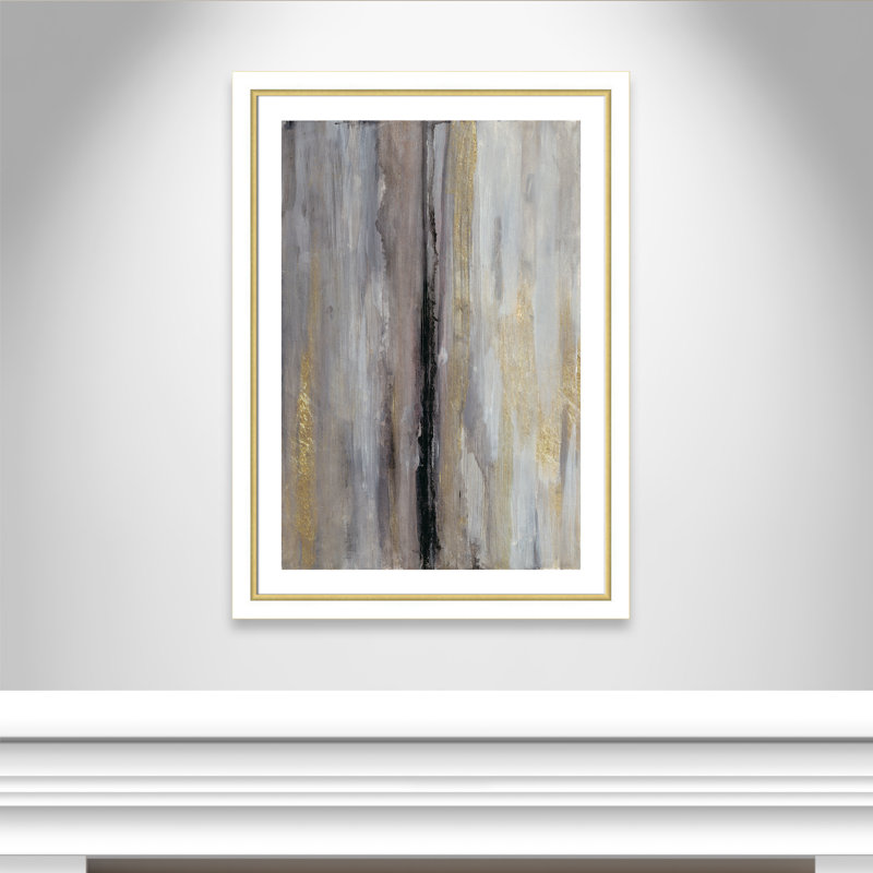 Elverda «Narrow Hall», reproduction de peinture acrylique encadrée, Cadre blanc et or