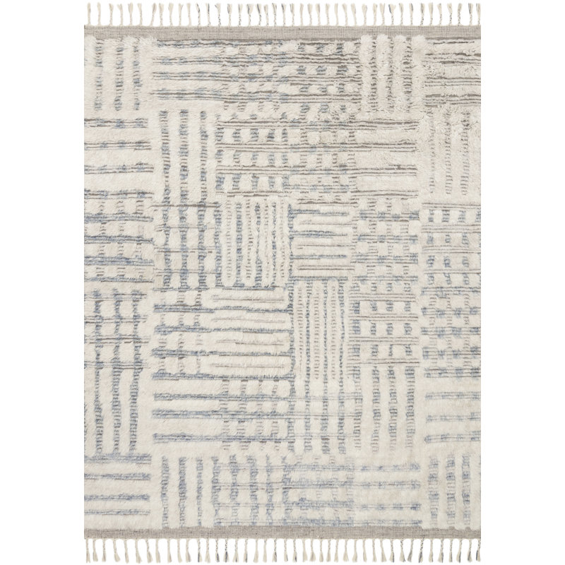 Tapis ivoire / bleu ciel Benjamin, Rectangle 7 pi 9 po x 9 pi 9 po