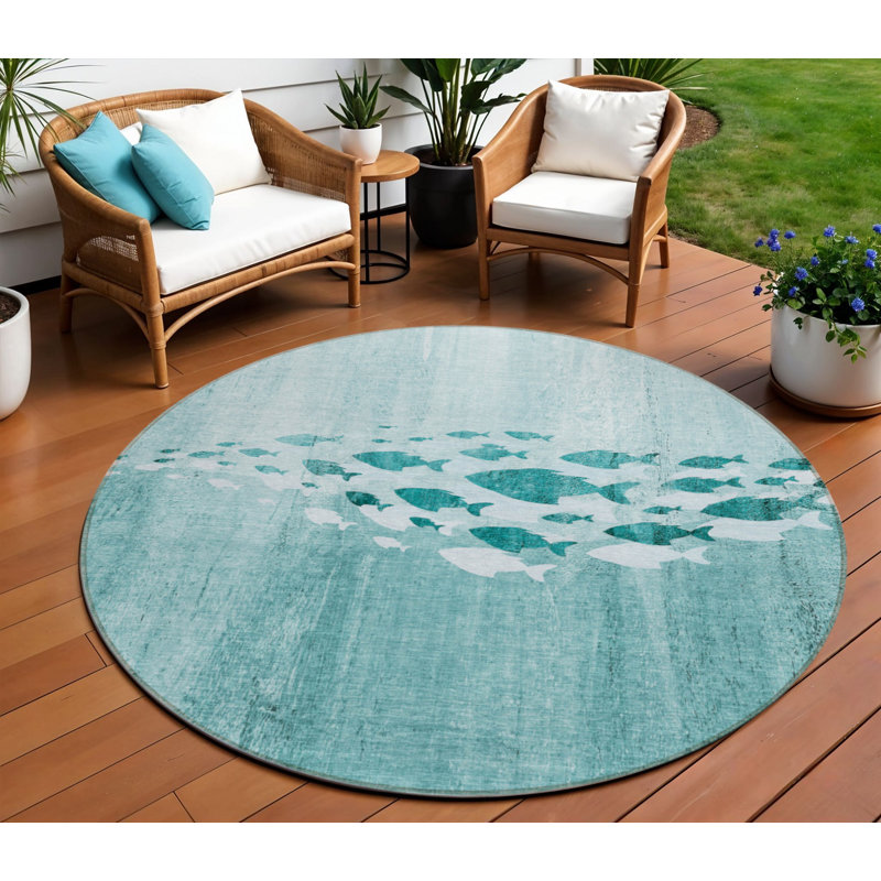 HomeRoots Round Machine Woven Area Rug