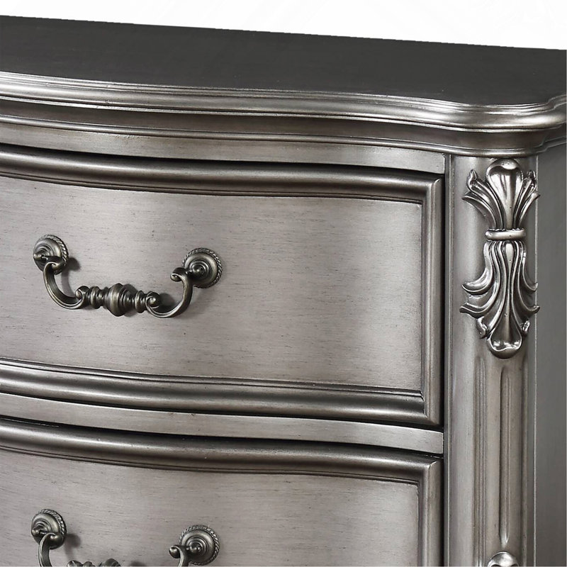 Table de chevet 2 tiroirs Antique Platinum
