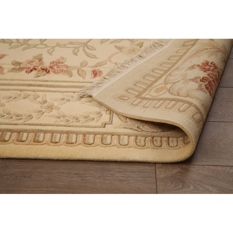 Palace Wool Oriental Area Rug in Beige, Rectangle 4'2" x 5'11"