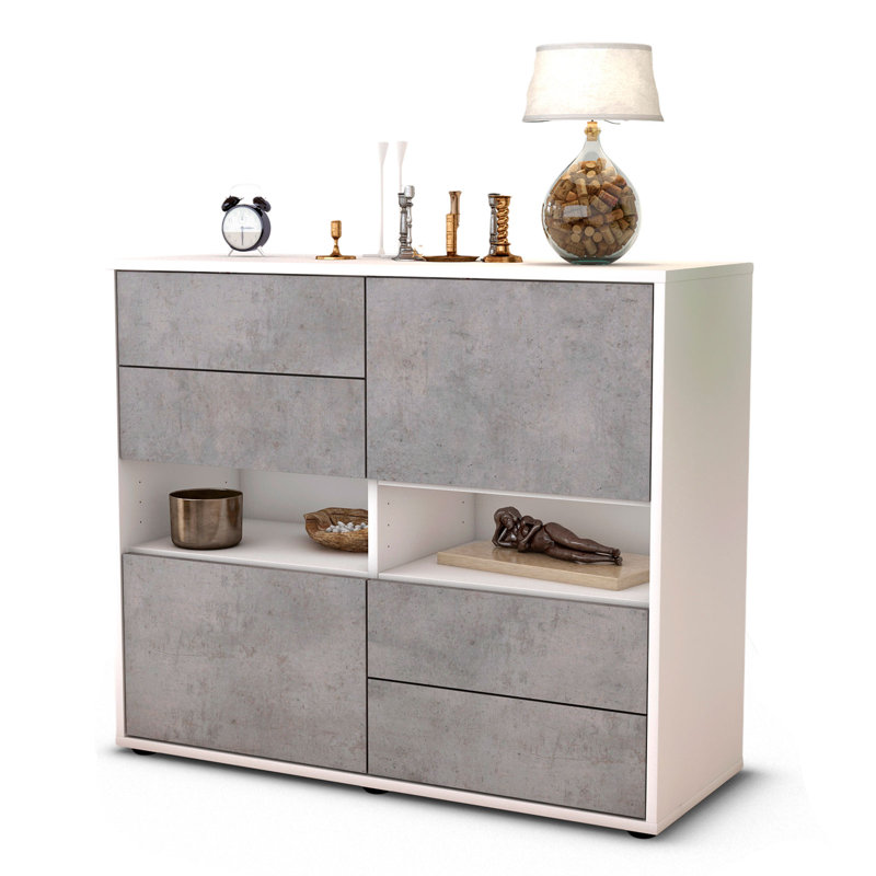 Prosper 92cm Sideboard, White/Concrete