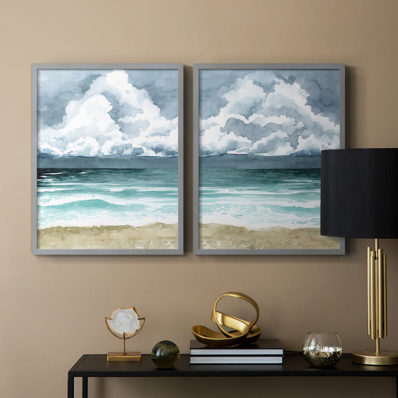 Impression encadrée South Beach Storm I-Premium - prête à être accrochée - aucun clou requis - aucun clou requis, Vert