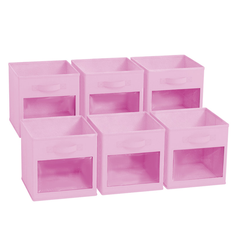 Storage Cubes with Clear Windows, Set of 6 Fabric Bins, 11" Foldable Basket Boxes for Closet, Cubby Shelf & Cube Storage Organizer