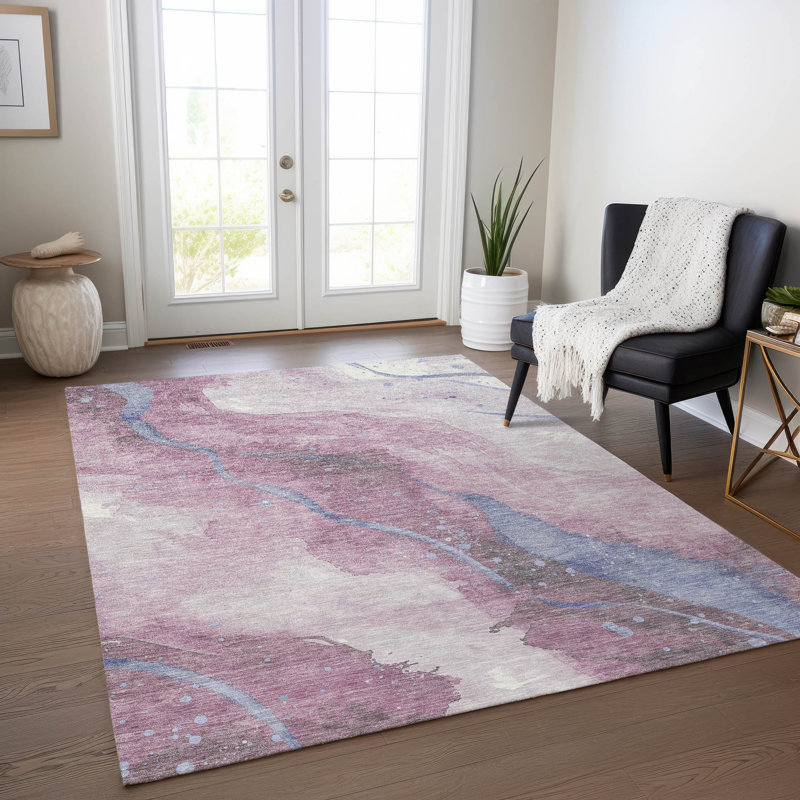Tapis intérieur / extérieur rose Ornitha , 5' x 7'6"