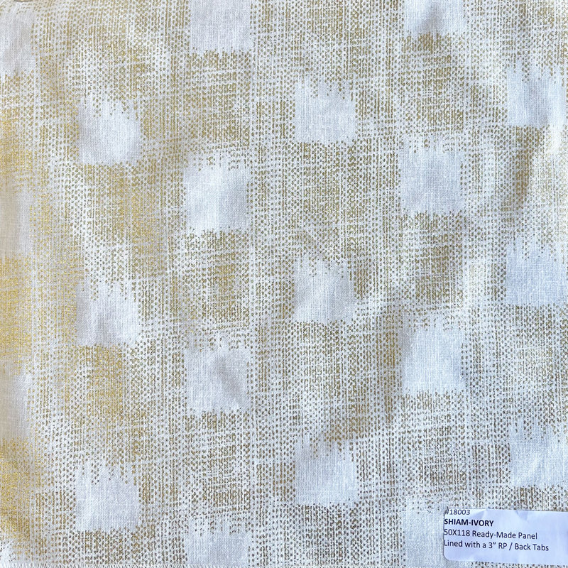Shiam Cotton Blend Geometric Room Darkening Thermal Rod Pocket Curtain Panels, 50" W x 108" L, Ivory/Gold