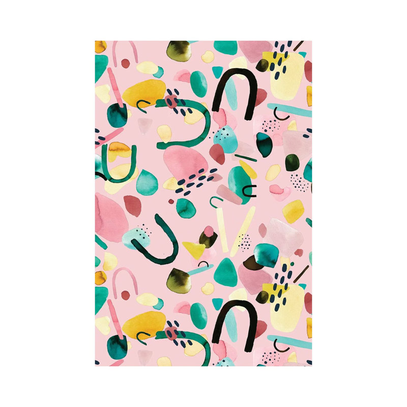 Abstract Geometric Pieces Pink Green - Wrapped Canvas Art Prints - Wrapped Canvas Gallery-Wrapped Canvas Giclée