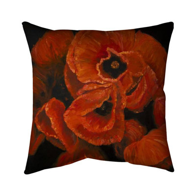Poppy bouquet - 20"x20" Throw pillow cover - Poly twill - Print on demand