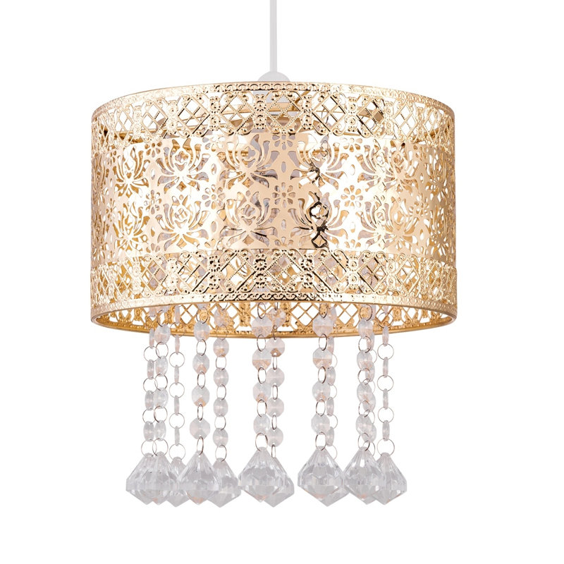 22cm H Metal Drum Pendant Shade ( Uno ), Gold