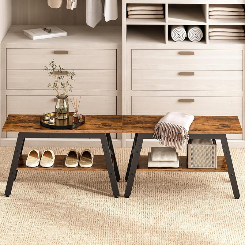 Banc Hoe avec rangement, range-chaussures L 31,5 po, vestibule industriel
