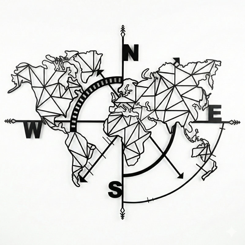 Modern Cities & Countries Wall Decor on Metal, 41" H x 55" W x 0.6" D