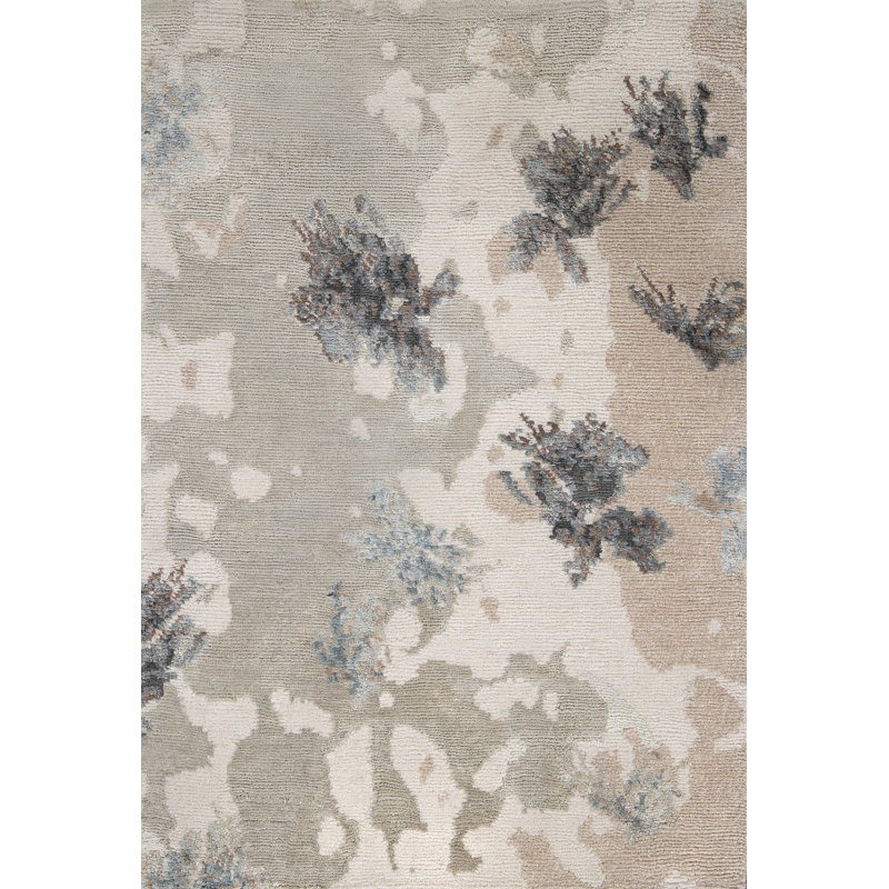 Contemporary Hand Knotted Abstract Area Rug, Rectangle 3' x 5'