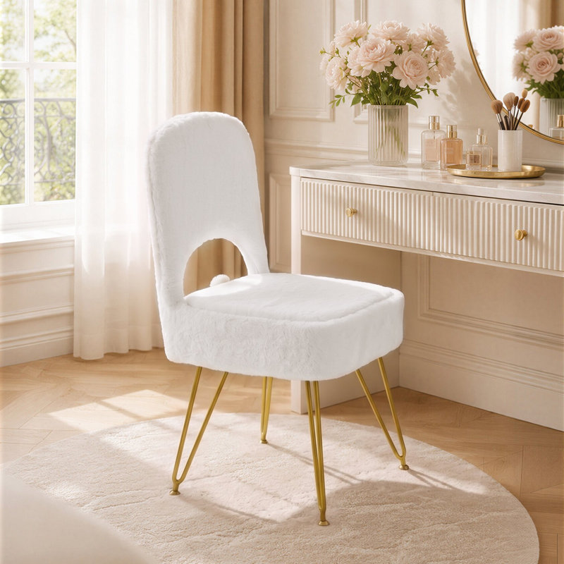 Solid Wood Accent Stool, White