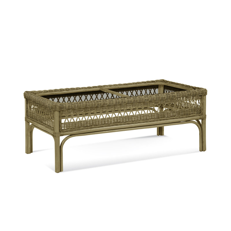 Nassau Glass Coffee Table, Brass