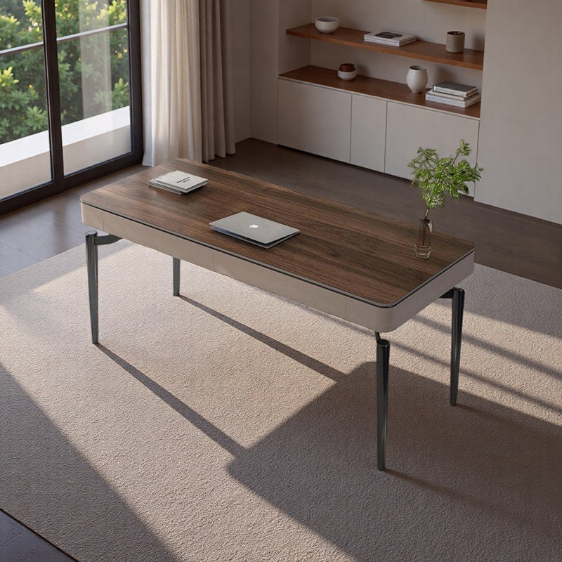 Bureau moderne en bois massif minimaliste, H 31,49 po x l 70,86 po x P 23,62 po
