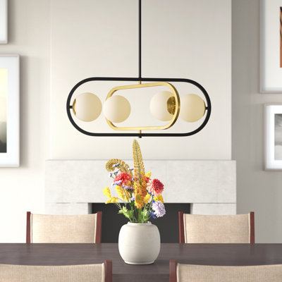 Arielmarie 4 - Light Black/Brass Gold Kitchen Island Pendant